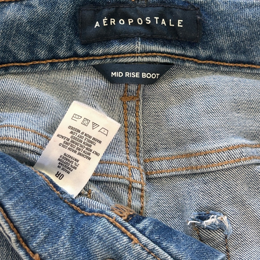 Aeropostale Women's Mid Rise Bootcut Jeans - Light Blue